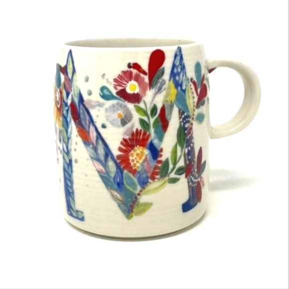 Anthropologie Starla M. Halfmann monogram letter M petal palette mug - Picture 1 of 6